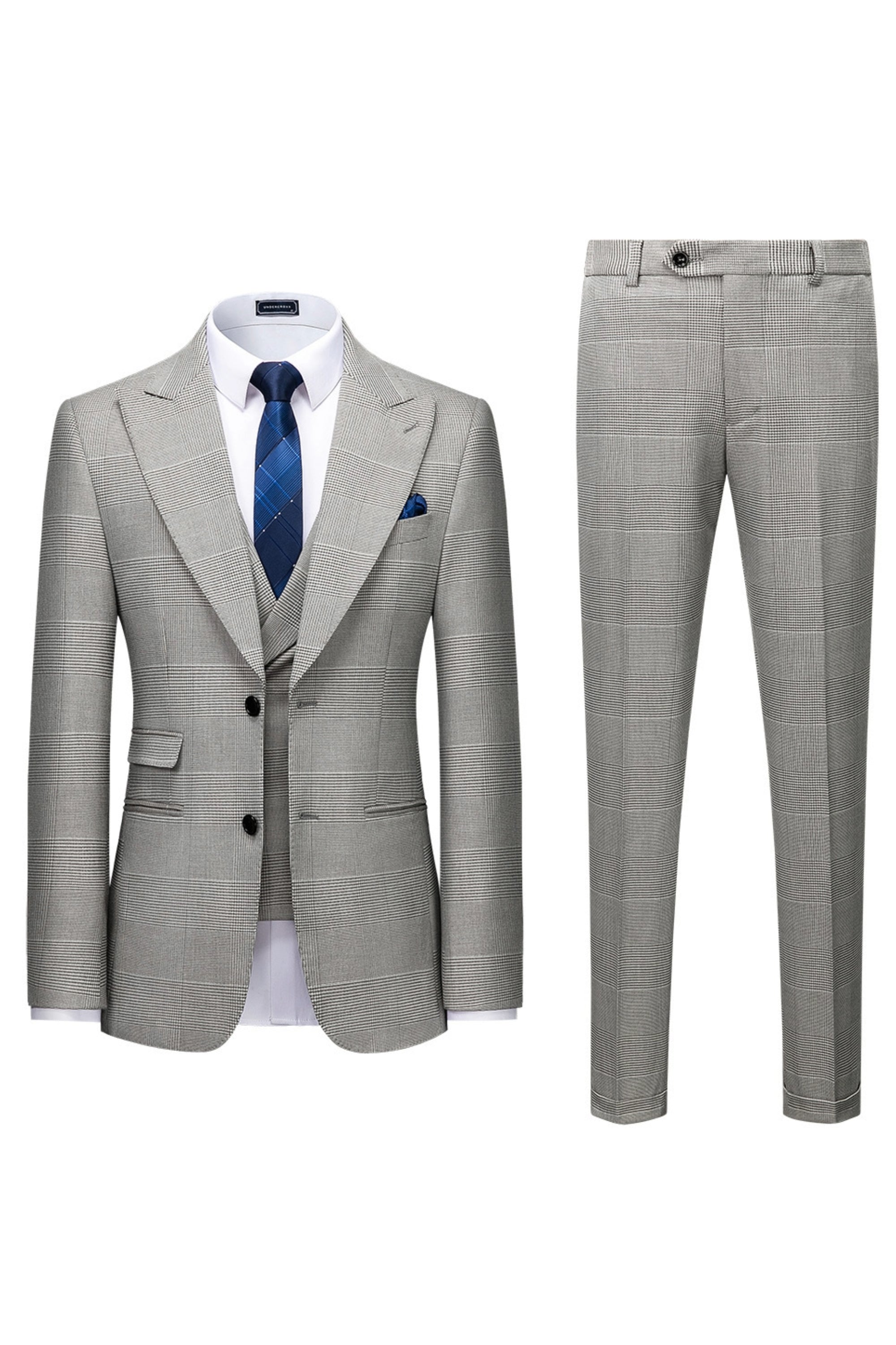 3 Piece Slim Fit Business Suit Grey