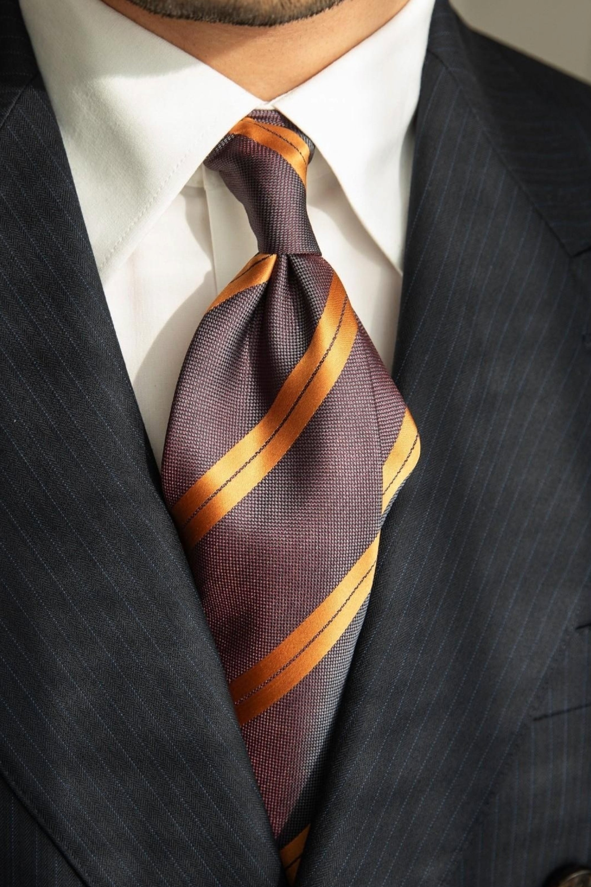 Orange Striped Business Tie