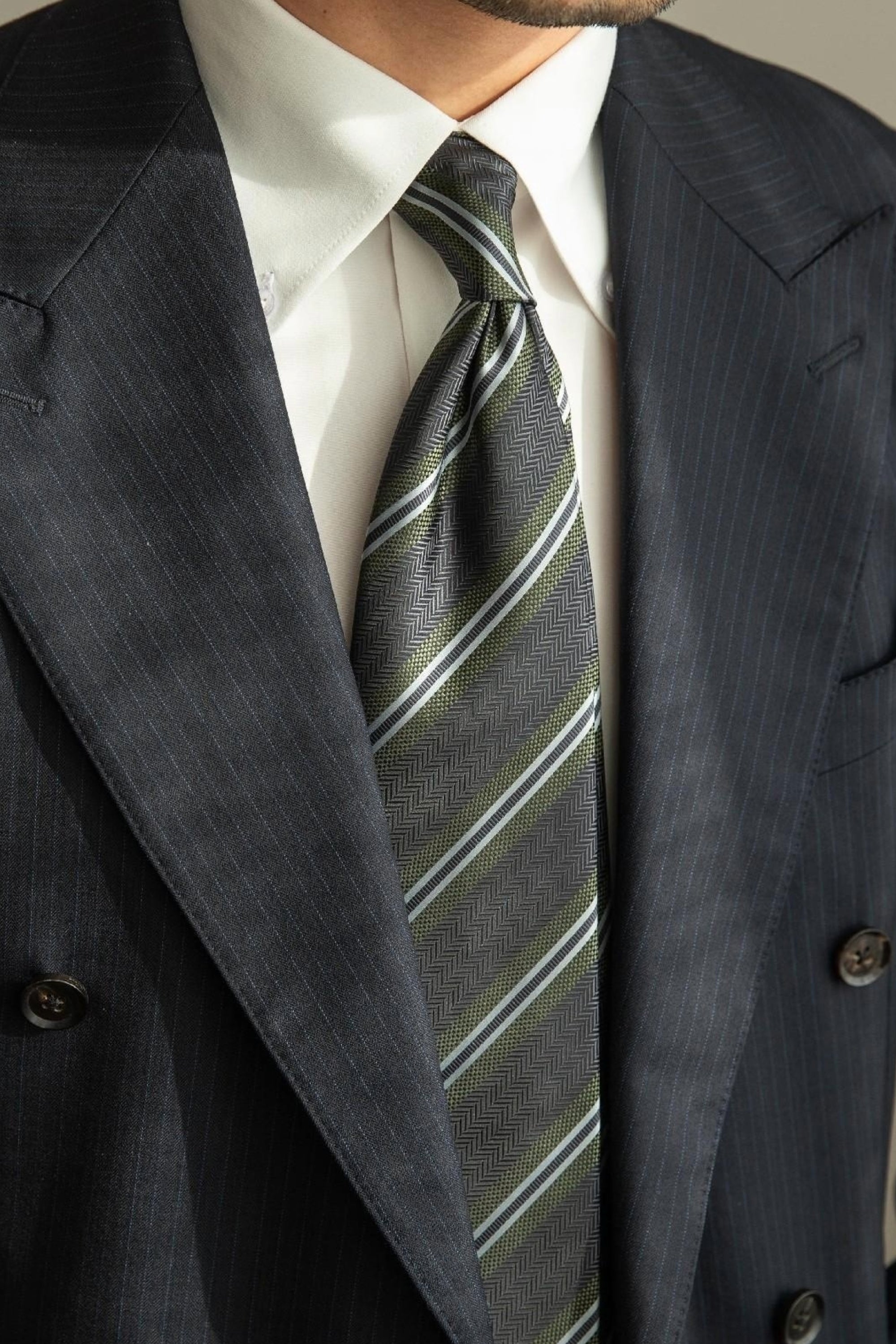 Green Striped Business Tie