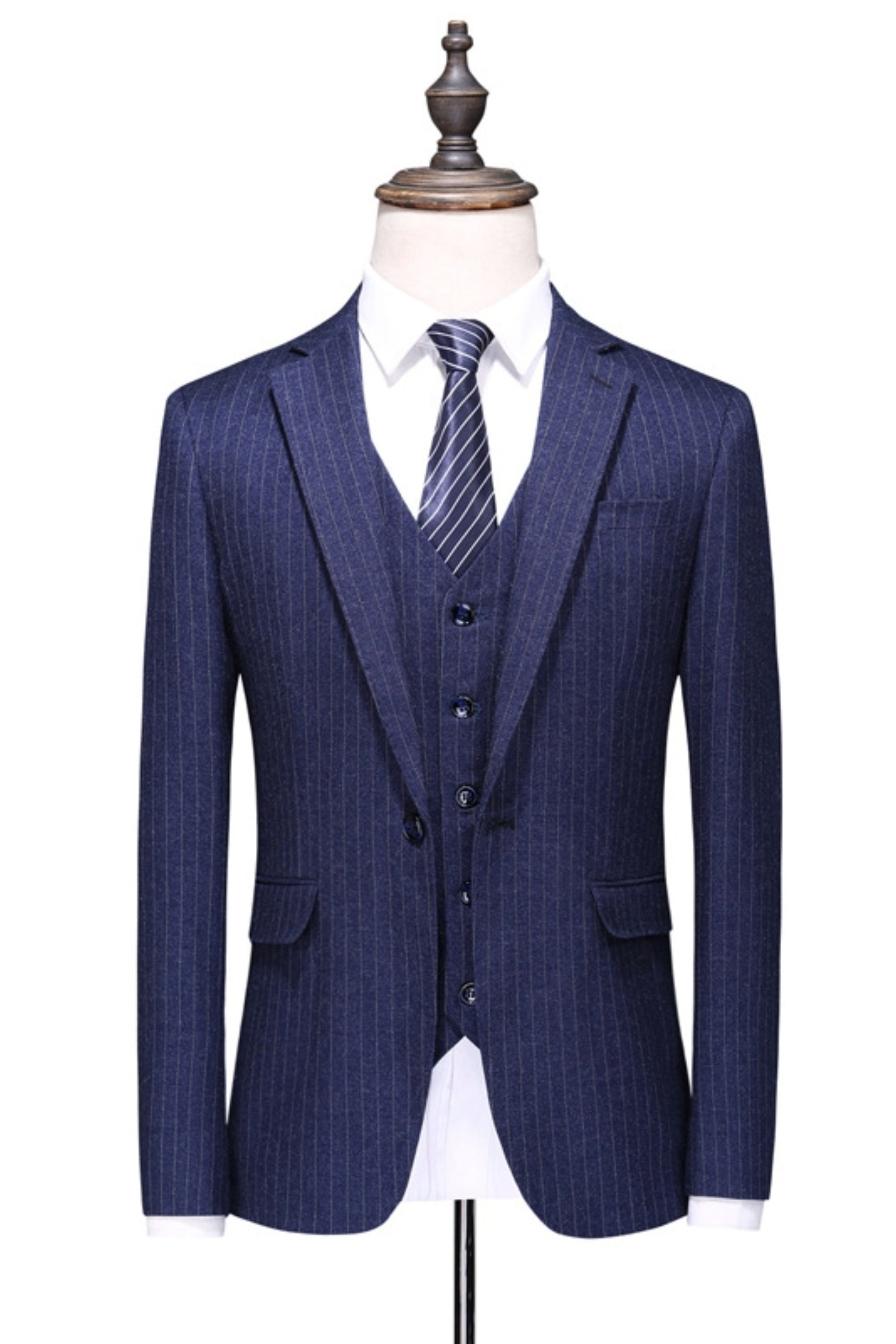 Blue Striped Business Suit