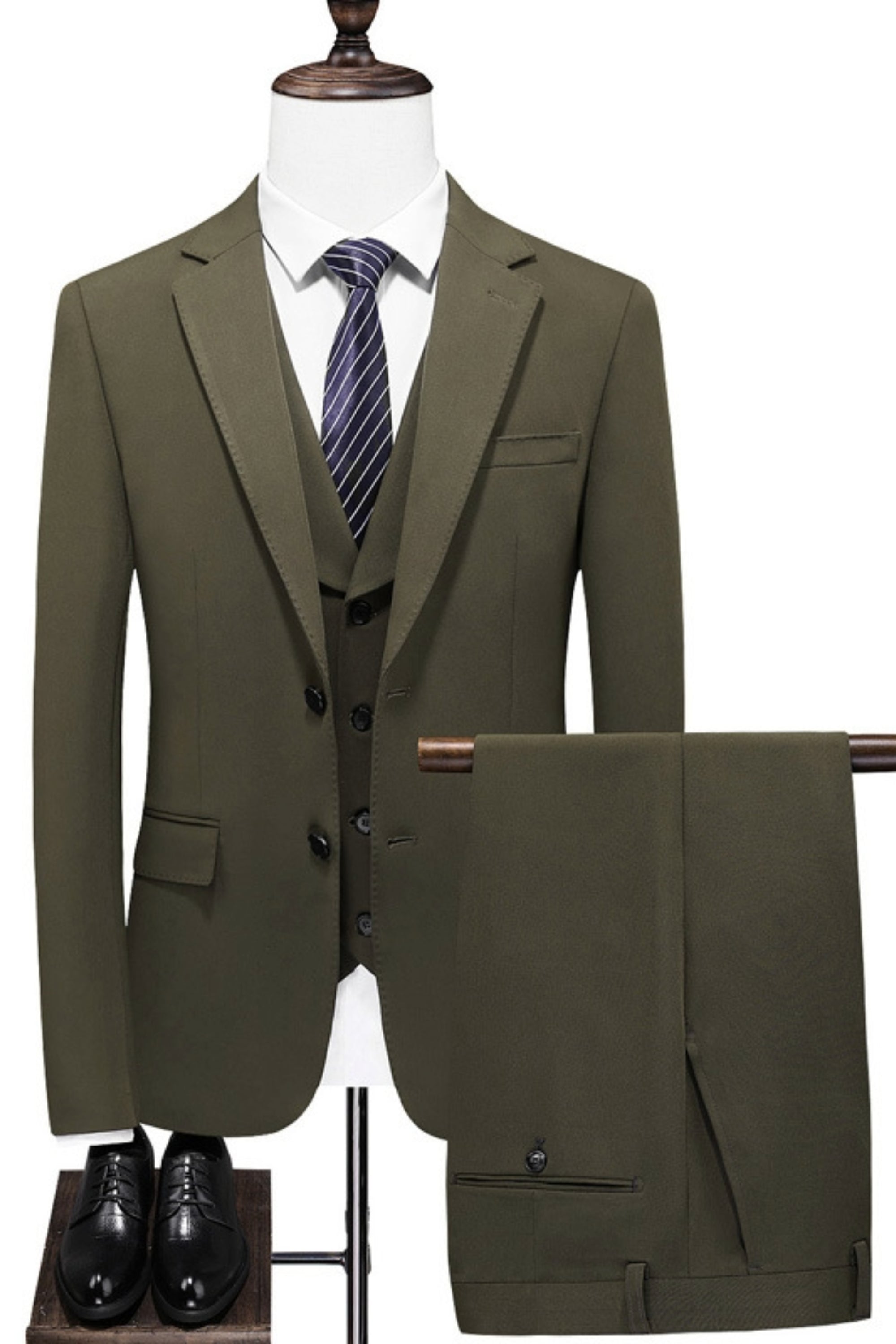 Men's Olive Green Business Casual Suit