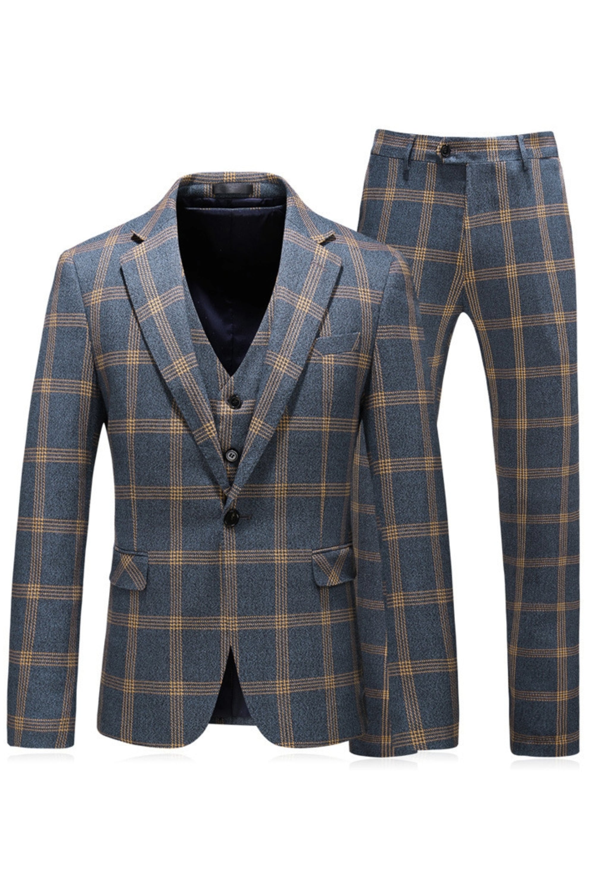 Blue Prince of Wales Three Piece Suit