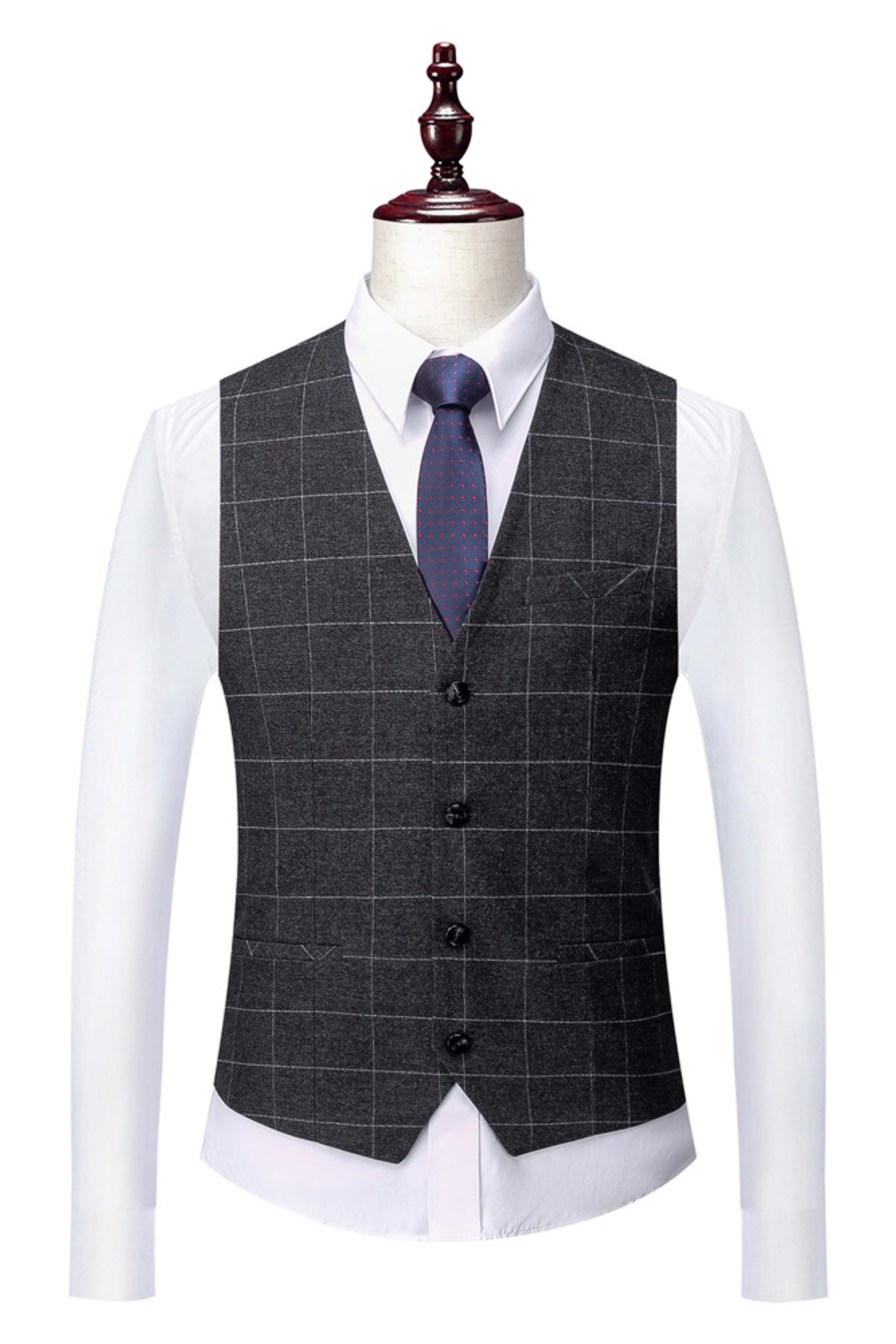 Grey Plaid Three Piece Suit