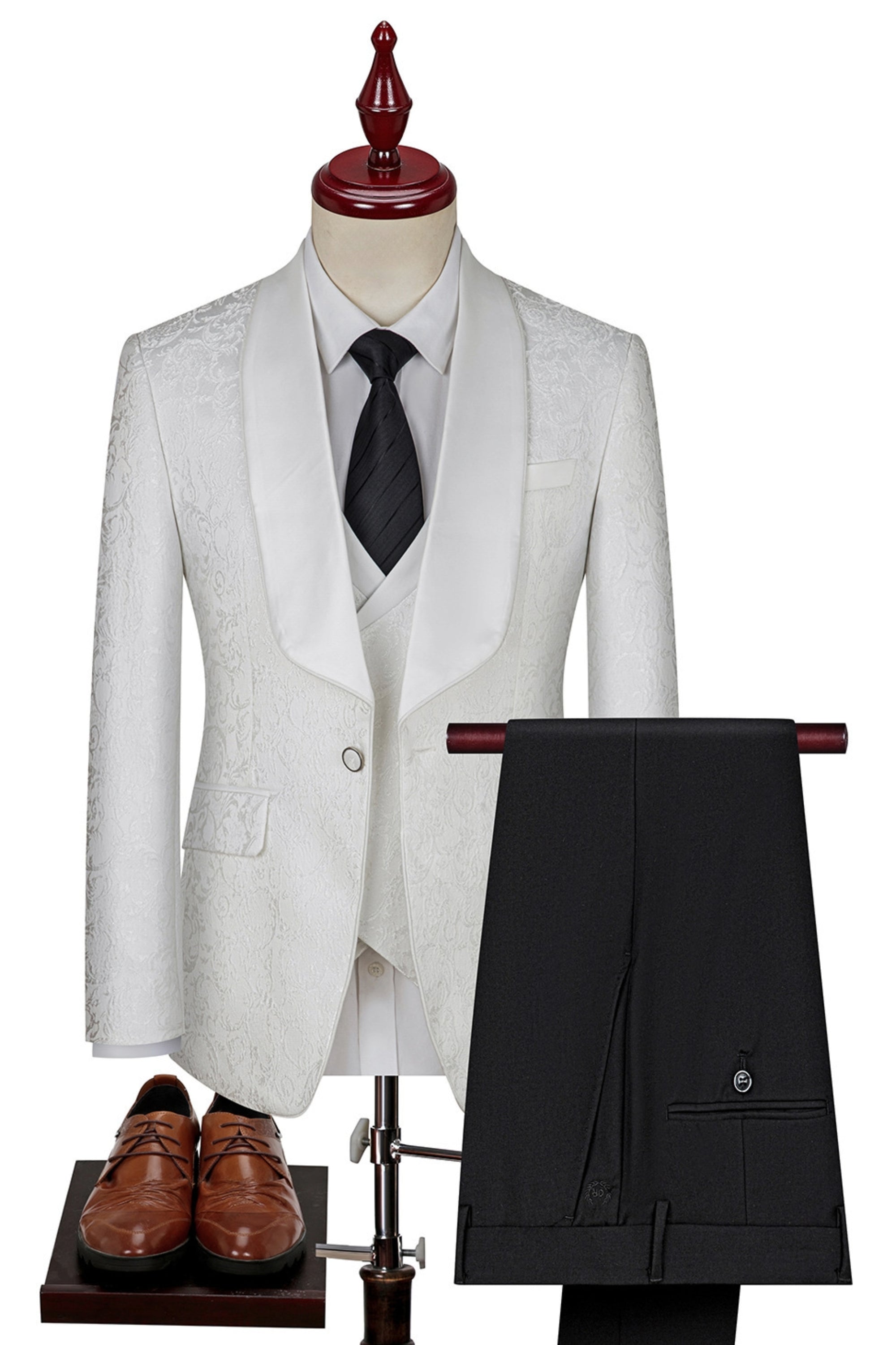 White Jacquard Slim Fit Tuxedo