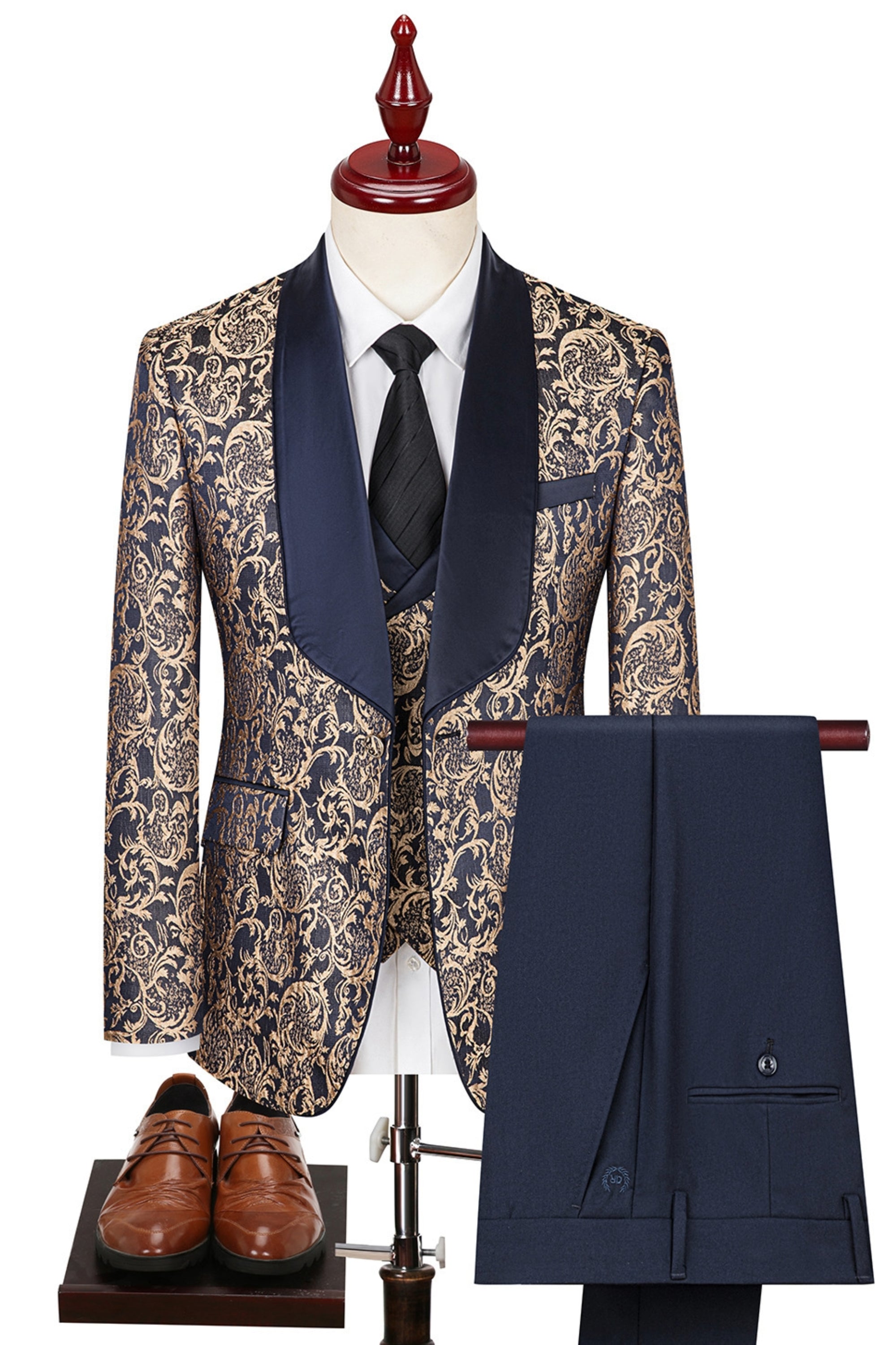 Blue Jacquard Slim Fit Tuxedo