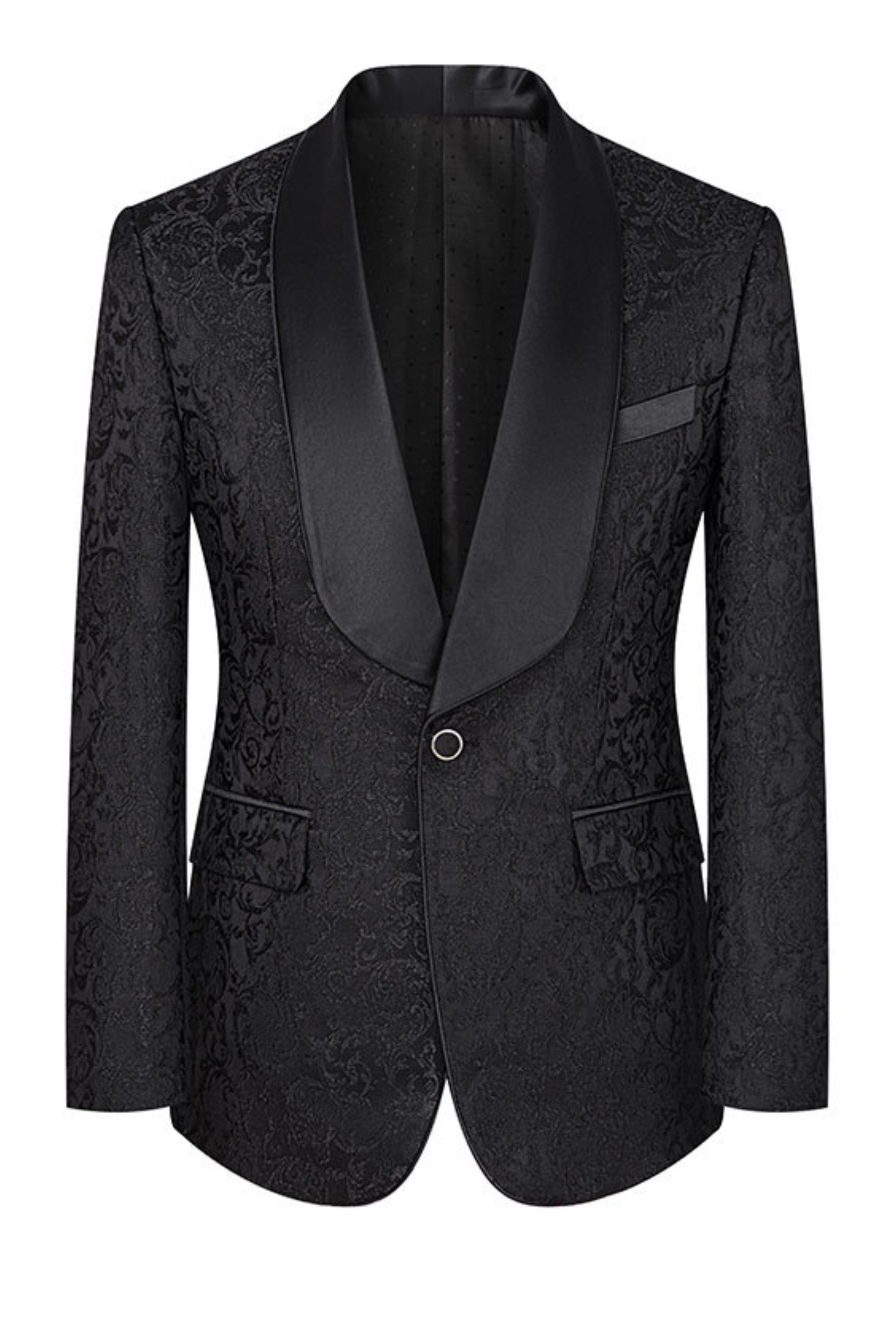 Slim Fit Jacquard Tuxedo Black