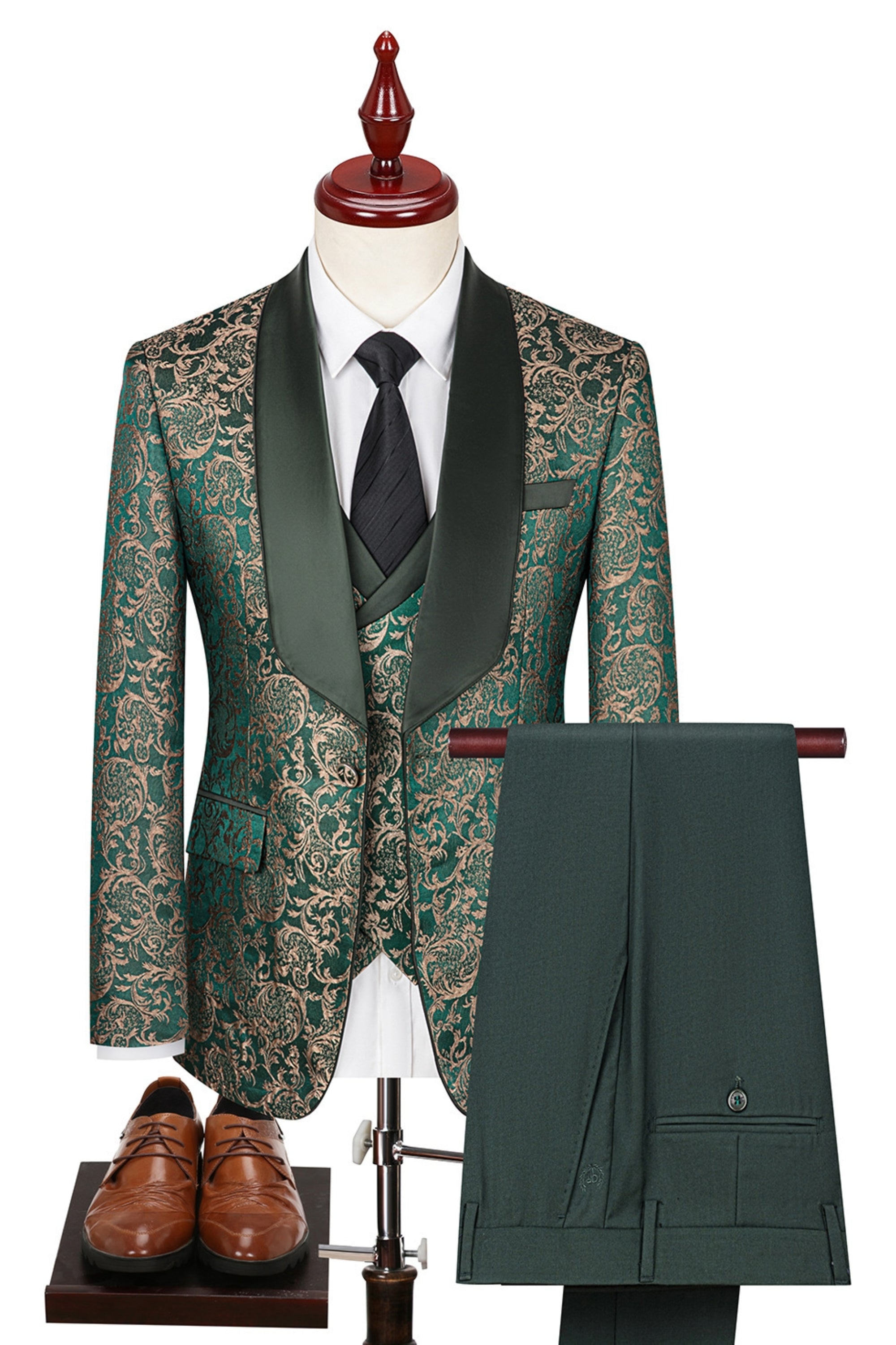 Green Jacquard Slim Fit Tuxedo