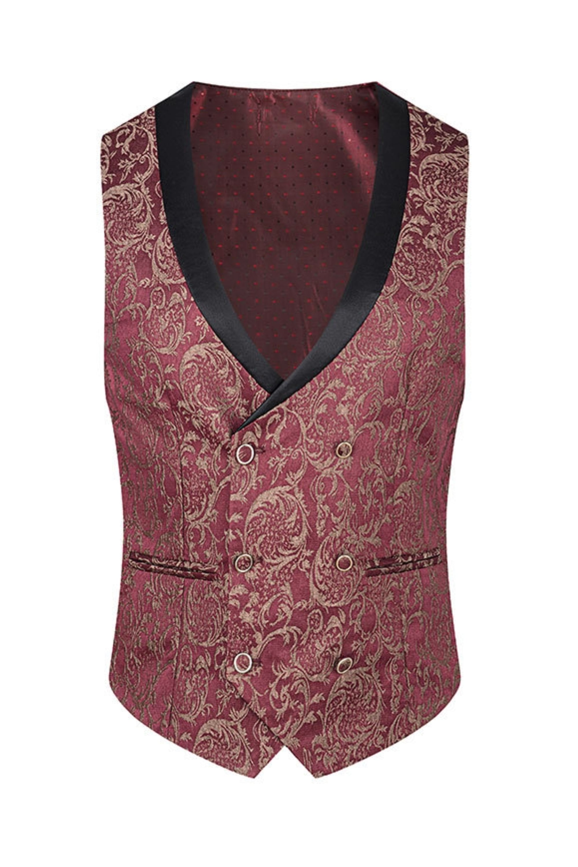 Red Jacquard Slim Fit Tuxedo