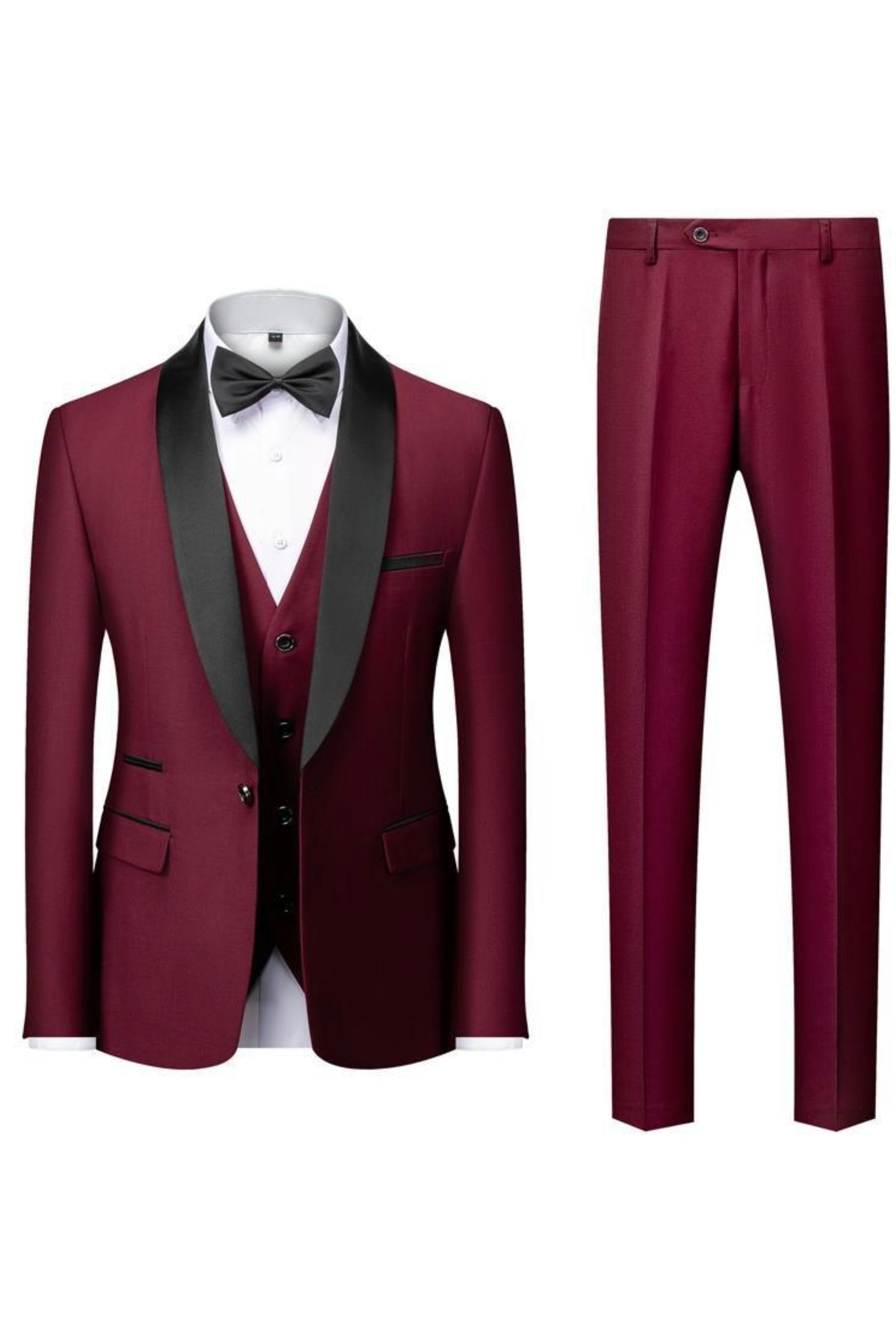 Burgundy Three Piece Tuxedo